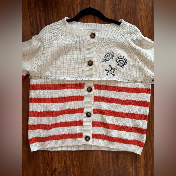 NEW English Factory Women's Breton Striped Cardigan with Shell Embroidery Medium - Picture 8 of 9